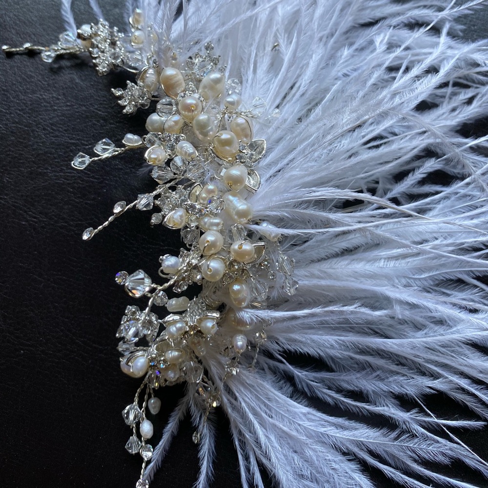 NWOT Bridal beaded feather hair comb - Picture 4 of 6